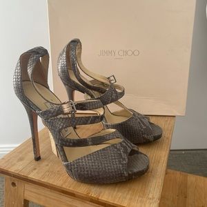 Jimmy Choo Sz 37 snake print shimmer heel
